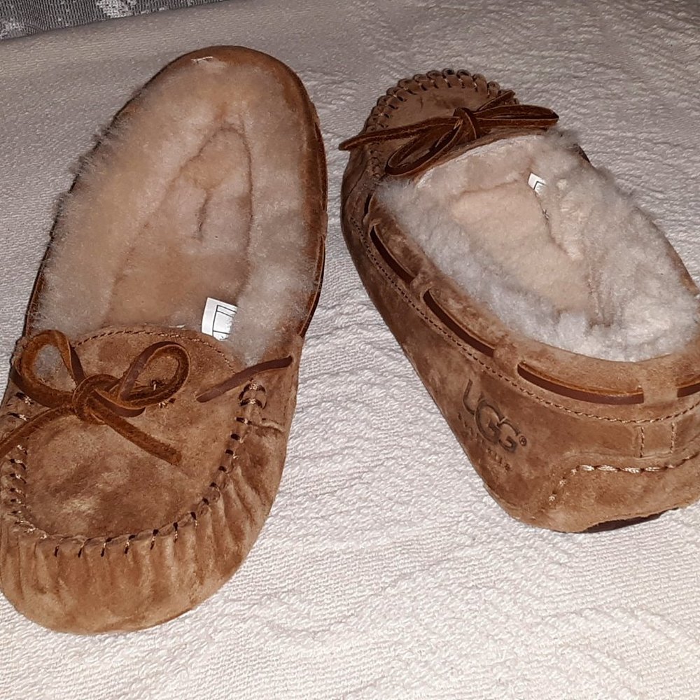 New UGG Slippers, Size 6 Brown suede